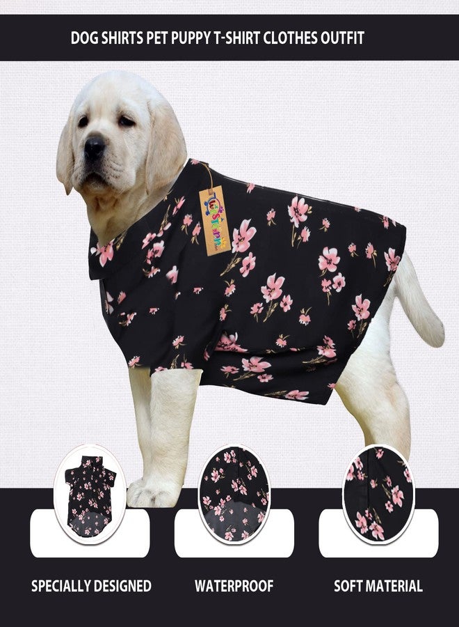 ويستيرن إرا قميص مطبوع عصري فائق النعومة من ويسترن إيرا، ملابس مريحة للغاية للكلاب، قميص قطني مطبوع يسمح بمرور الهواء، قميص خفيف الوزن ورفيع لحيواناتك الأليفة (طبعة زهور سوداء) (مقاس XXXLarge - 30 بوصة) - Image 4